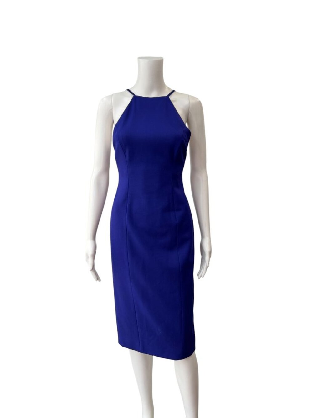 Maria Pinto Purple Cobalt Blue Strappy Open Back Sheath Halter Dress size 2